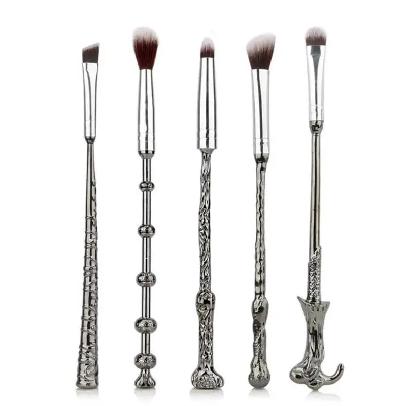 

5pcs Cool Gift Metal Wizard Magic Wand Handle Cosmetic Eye Shadow Makeup Brush Set Hot Sale for Women Z3