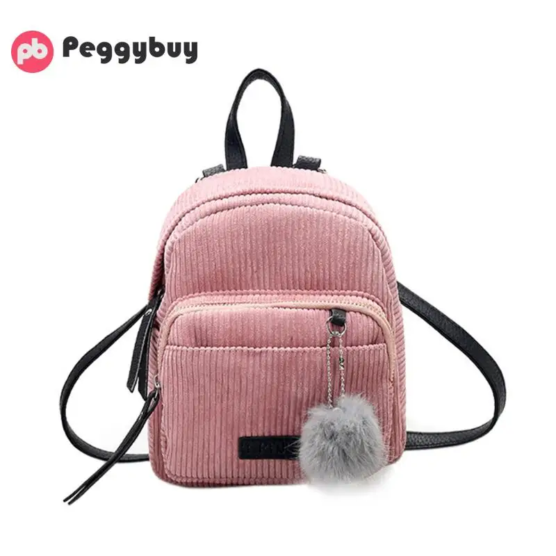 Girl Backpack Korean Mini Backpack Small Women Shoulder Bag Fur Ball