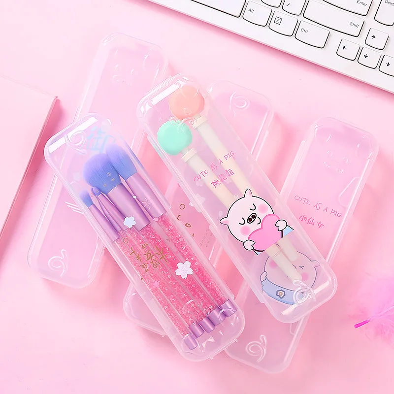 

Coloffice Simple Creative Cute Cartoon Pen Case Transparent Scrub Multi-function Large Capacity Storage Box Series Random 1PC