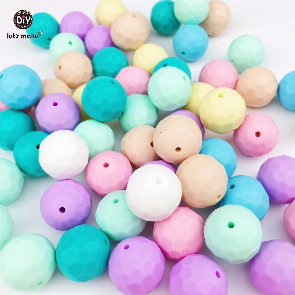 

Let's Make Baby Silicone Teether Multi-faceted Beads 50pcs 15mm DIY Jewelry Necklace Baby Teether Silicone Beads Baby Teether