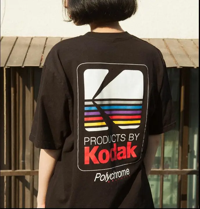 Najtaniej 2018 letni mężczyzna kobiet Tee INS Korea Retro luźny, szalony Kodak list z krótkim rękawem KODAK bawełniana koszulka