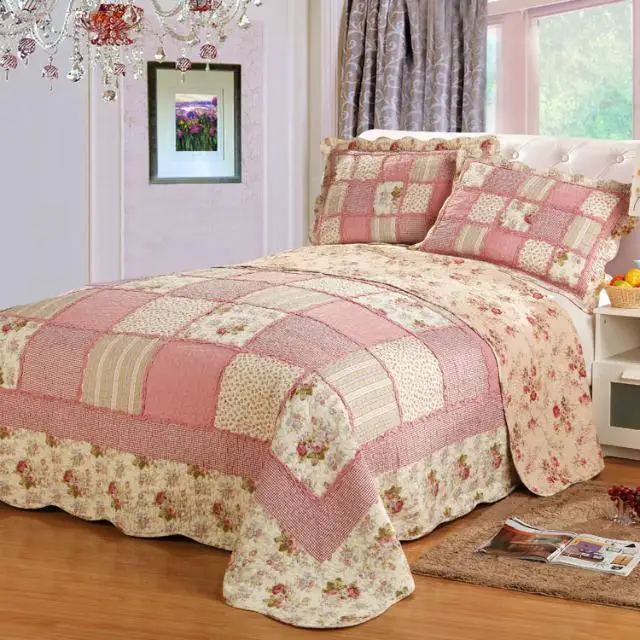 Pastoral Style 100 Cotton Quilt Sets Floral Printed Patchwork