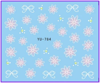 

Nail Sticker WHITE LACE INLAID FLOWER Water Transfers Stickers Nail Decals Stickers YU784-789