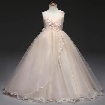 

Teenage Princess Girl Long Ball Gown Flower Girl Dress Children Kids Clothes Party Tutu Dresses Prom Costume for Girl 5 8 14Y