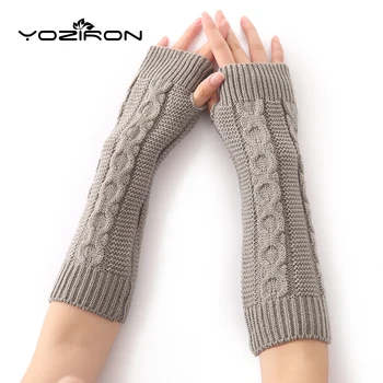 

YOZIRON Fashion Spring Autumn Winter 8 Shape Fingerless Gloves For Women Adult Solid Polyester Mittens Wool Woman Arm Warmers