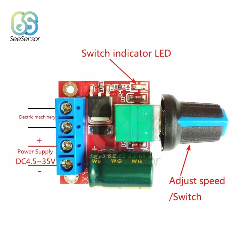 Мини шим тока мотор Скорость Управление; модуль 5A 90W DC-DC 4,5 V-35 V Регулируемый Скорость контроль регулятора переключатель регулятора