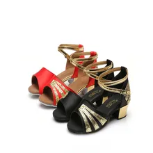 Девочек Туфли для латинских танцев, на каблуке высотой 3 см; sz24~ 40 модерн/Танго/Сальса обувь Детская обувь Артикул соответствует китайскому размеру