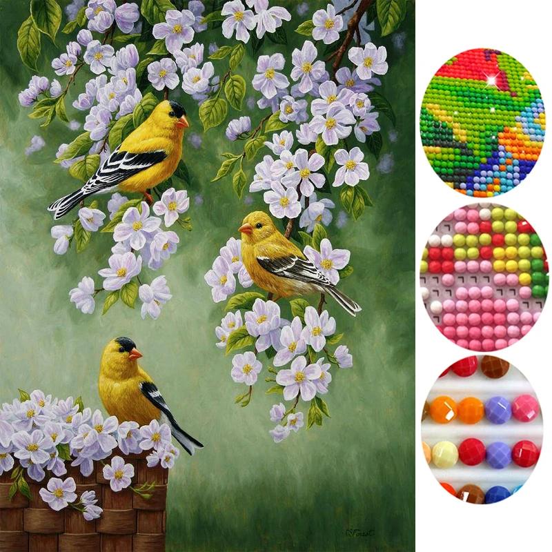 

Handmade Needlework 5D DIY Diamond Painting Cross Stitch Kits Diamond Embroidery round Rhinestone Birds Picture Diamond Mosaic
