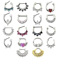 Women Septum Pierced Clicker Jewelry Trendy Septum and Nose Piercing Zircon Nose Hoop Rings Body Piercing Jewelry Septum Rings