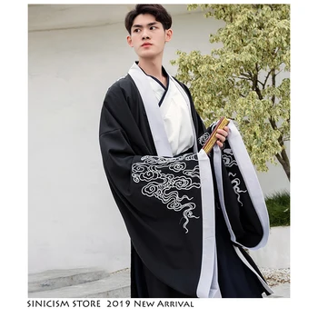 

Sinicism Store Men Chinese Traditional Costume Hanfu 2020 Mens Three-piece Suit Tang Print Ancient States Official Service Han