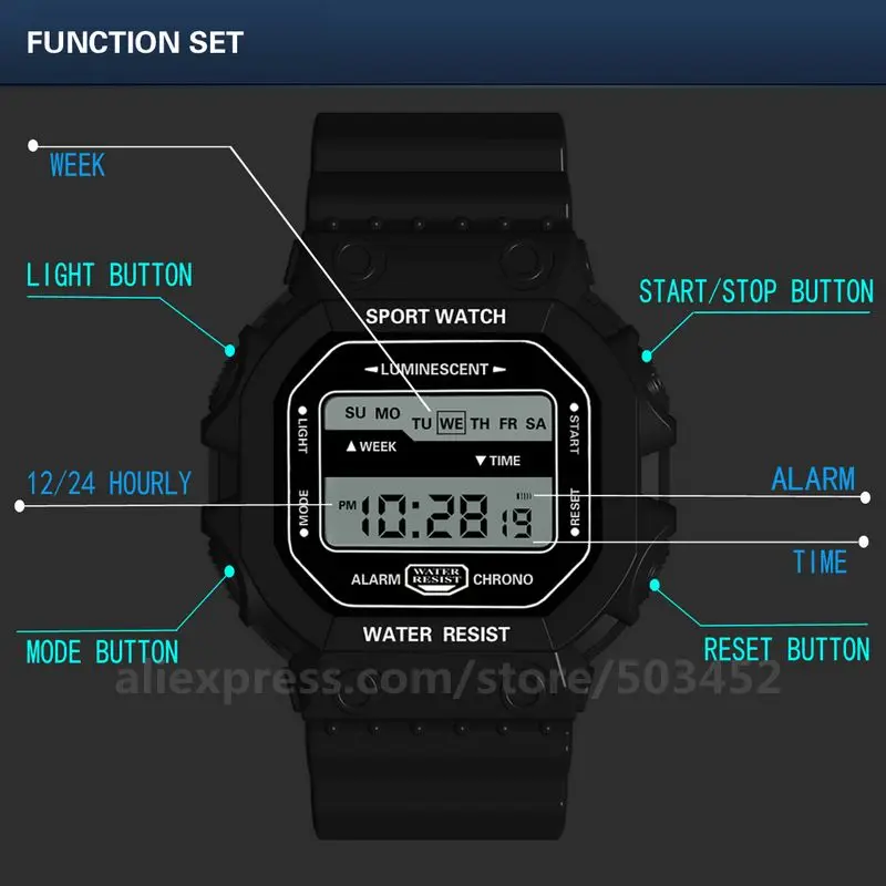 100 шт/партия HONHX часы с хронографом Календарь Дата Кварцевые водонепроницаемые многозонные светодиодные цифровые часы