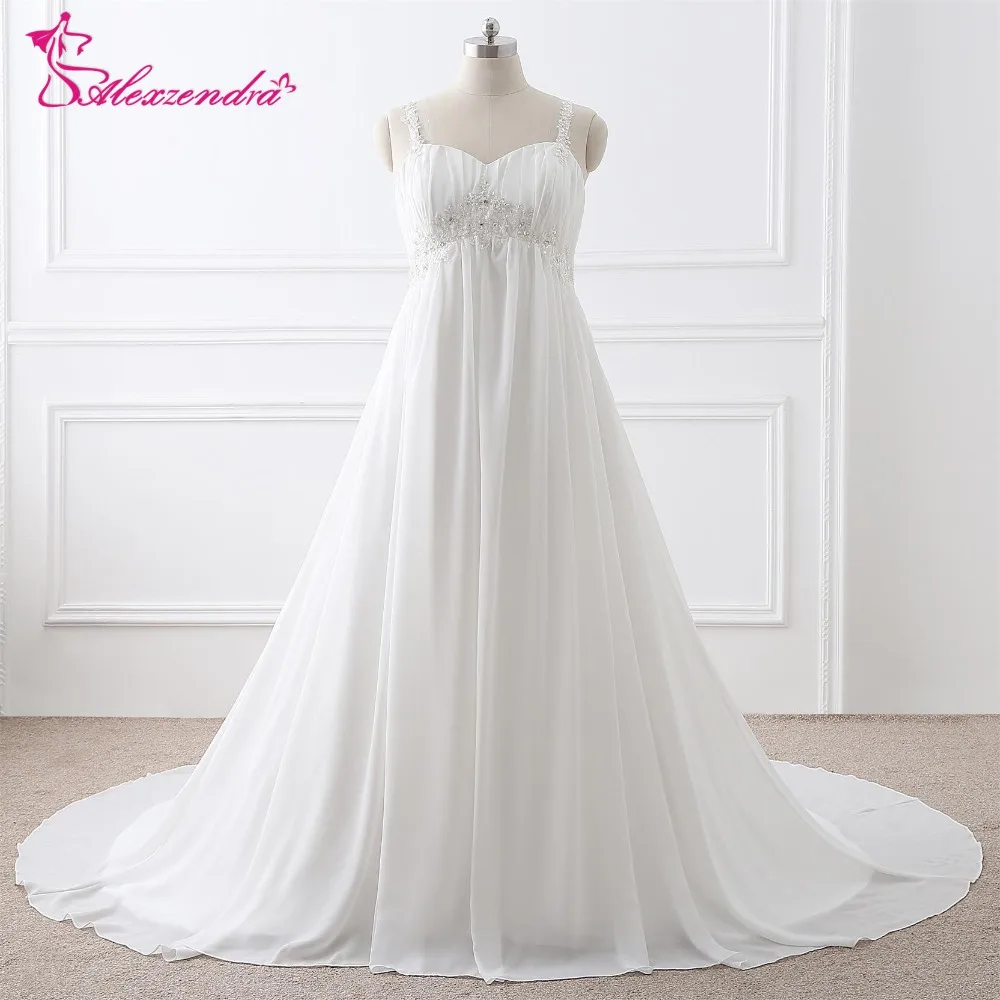 Alexzendra Stock Dresses Plus Size A Line Chiffon Wedding Dress
