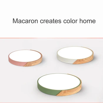 

Nordic Round LED Ceiling Light Wood Macaron Ceiling Light for Bedroom Dining Room HYD88
