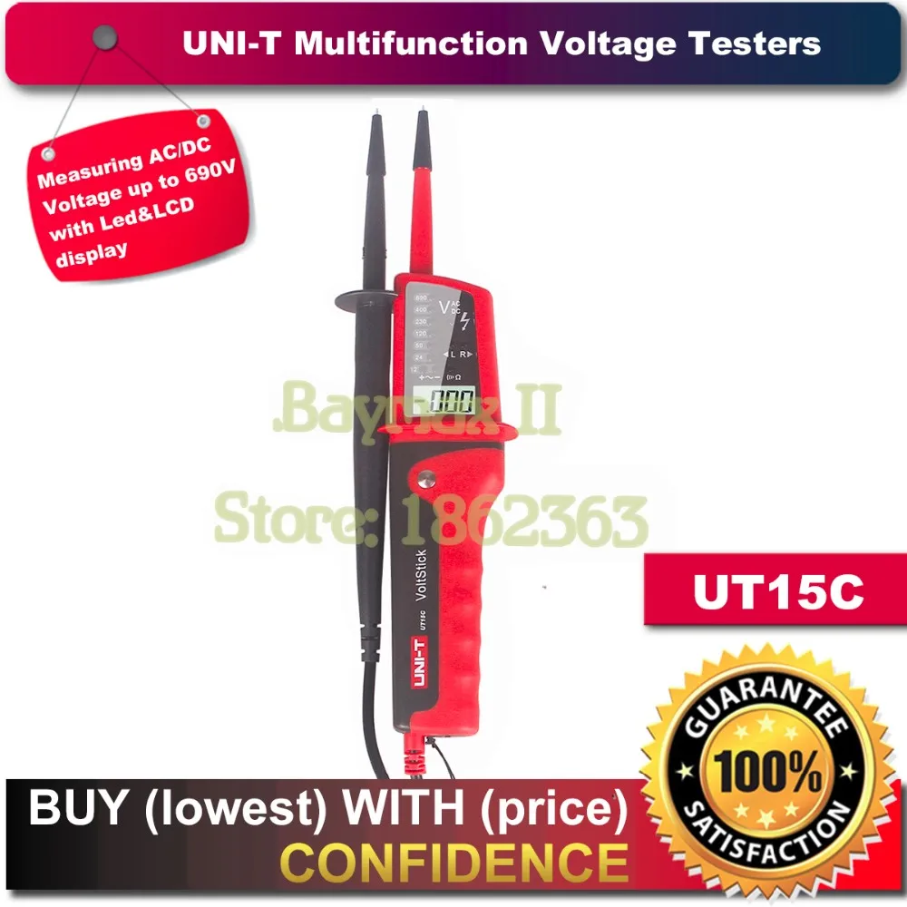 UNI-T UT15C водонепроницаемый вольтметр цифровой lcd DC/AC 12V~ 690V тестер напряжения