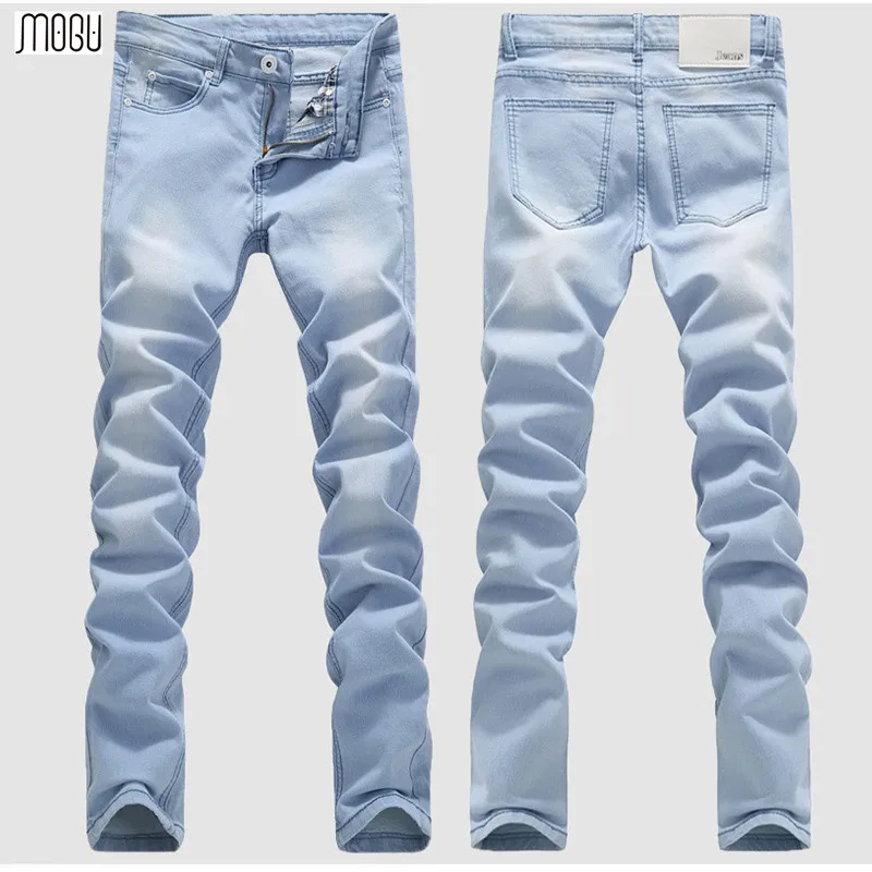 MOGU 2017 Fashion Jeans Men Denim Pants For Men Bleach