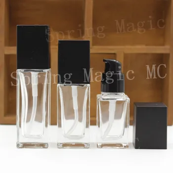 

20ML/30ML Transparent Square Emulsion Bottle Cosmetic Packaging Press BB Cream Refillable Bottles,Lotion Skin Care containers