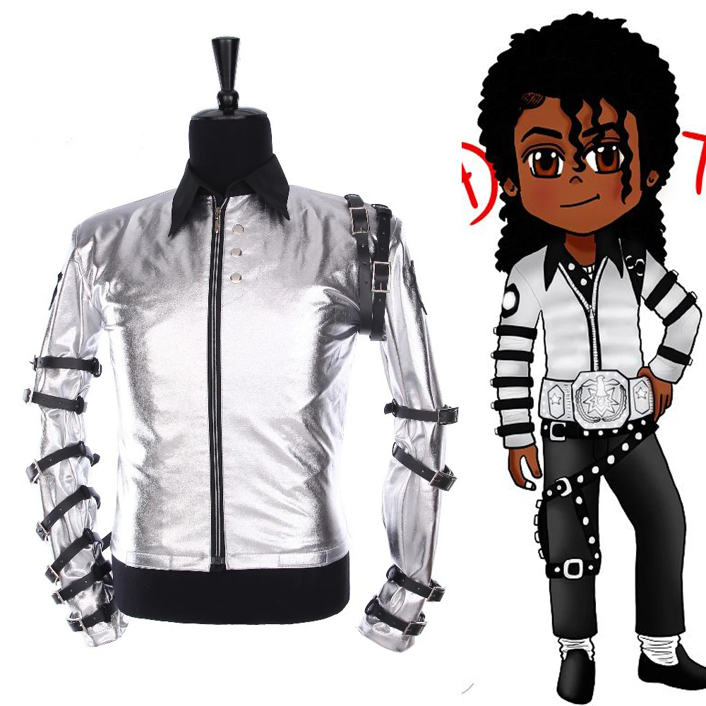 

Punk MJ Michael Jackson Classic BAD tour Silver Bodysuit Jacket Outerwear for Collection Supprise Gift