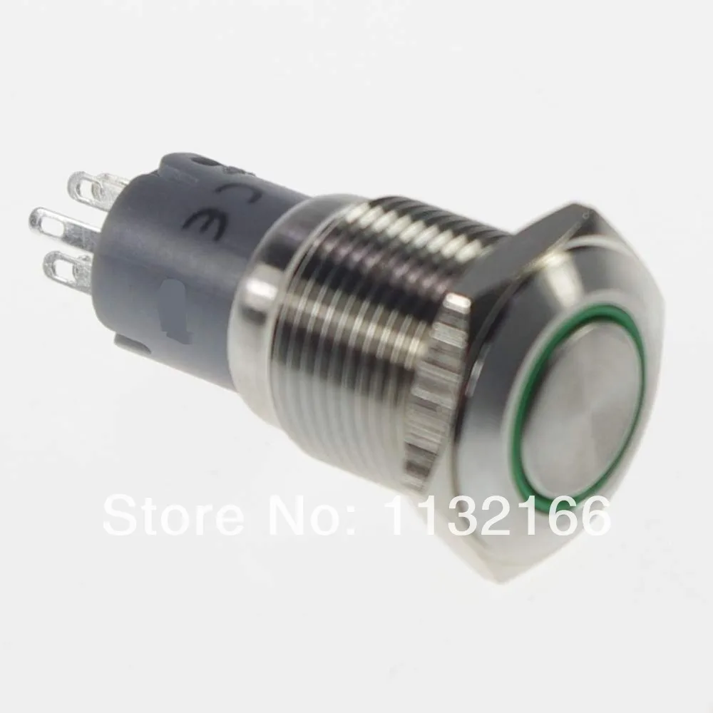 

LED Color Yellow 16mm OD LED Ring Illuminated Maintained/Latching Push Button Switch 2NO 2NC Pin Terminal Waterproof