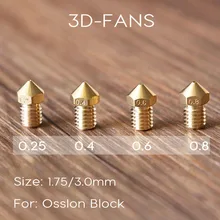 4Pcs Ultimaker 2 UM2 + Extended E3D Heater Hotend Olsson Block Nozzle 0.25 0.4 0.6 0.8mm For 3.0mm/1.75mm Filament