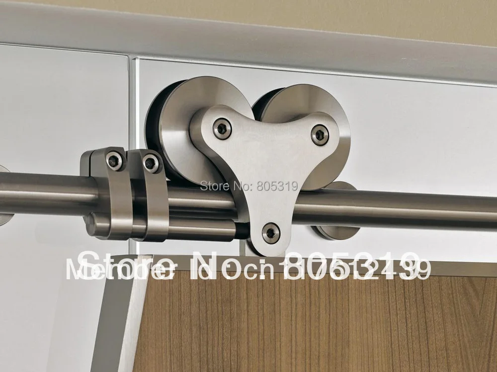 5ft 13ft Top mount solid twin roller barn door hanger kit stainless