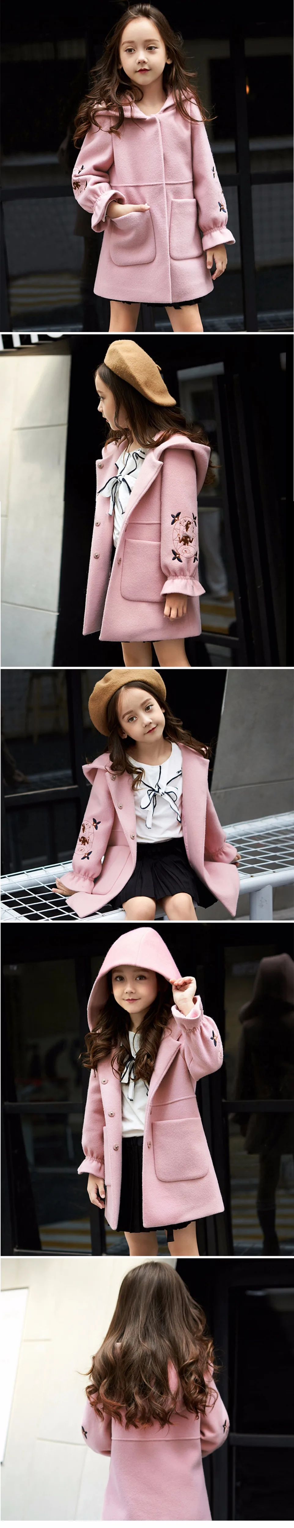 Cabolsa de lã Longa para Crianças Anos de Idade Outono Inverno Meninas Rosa Vermelho Flores Design Pétala Mangas Jaqueta Idade 4 6 8 10 11 12 t 12 High Quality Mamãe e Bebê