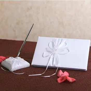 

Beautiful Ribbon Bow Guestbook & Pen Set