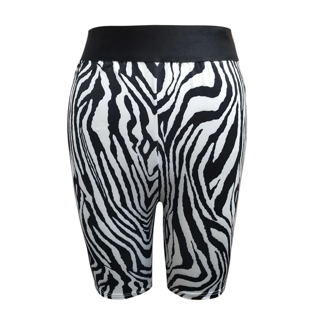 Fashion Women Sexy Zebra Print Bike High Elastic Waist Yoga Shorts Ladies Fitness Leggings Sportwear Cycling Workout Sweatpants