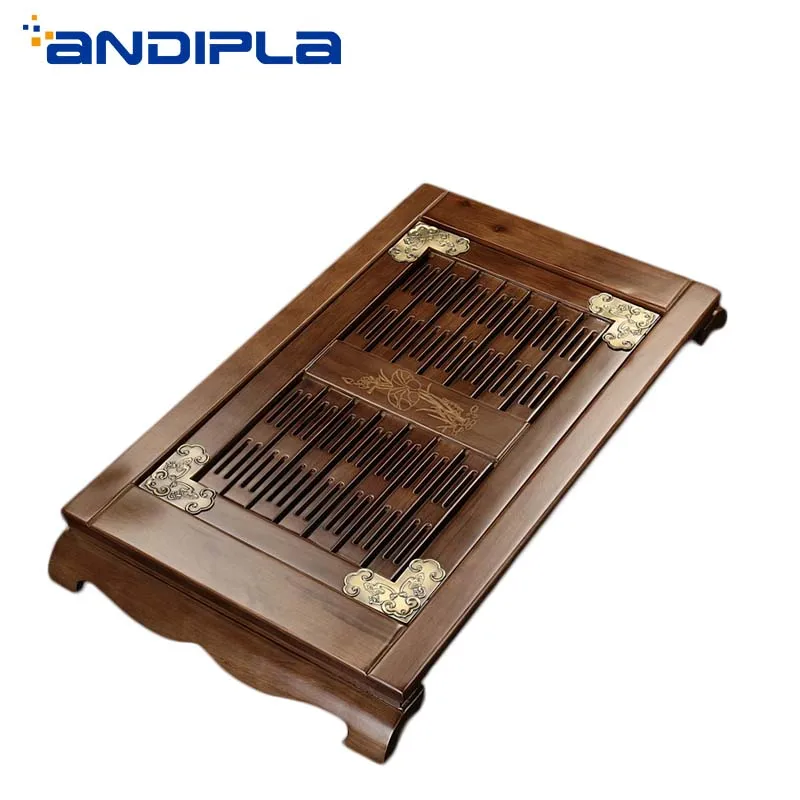  Chinese Solid Wooden Tea Tray Teaware Kung Fu Tea Set Carving Table Drawer Type Storage Drainage Te