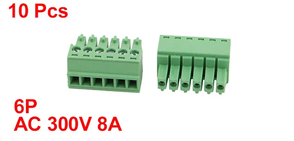 10 Pcs LC1 AC300V 8A 3.5mm Pitch 6P PCB Mount Terminal Block Wire Connector
