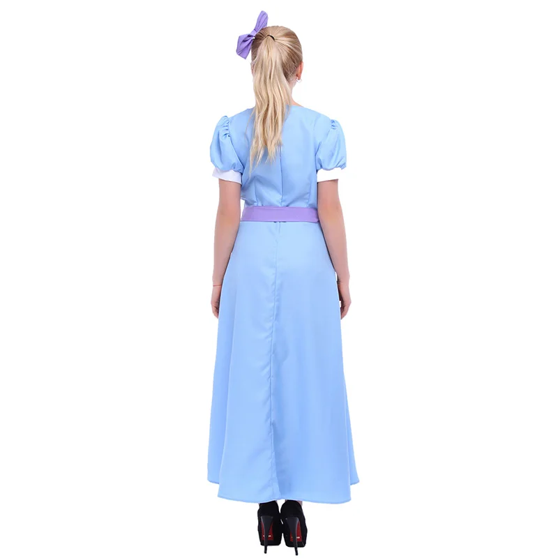ROLECOS аниме Питер Пэн Косплей костюмы Венди костюм синее платье с галстуком