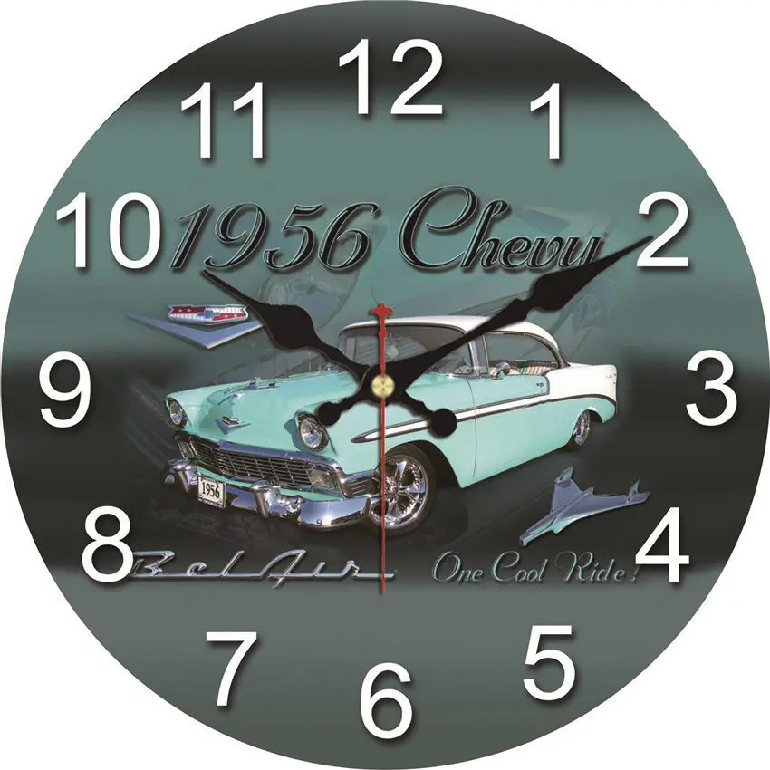 

WONZOM Vintage Wall Clock Car Design Relogio De Parede Large Silent For Living Room Saat Decor Kitchen Watch Wall Gift