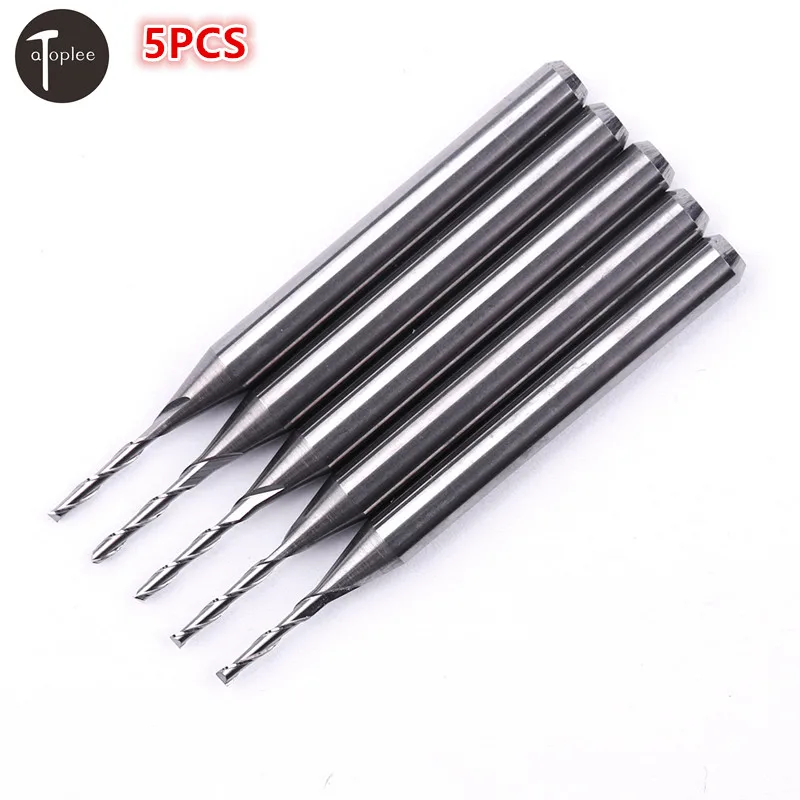 

5PCS 3.175 Diameter Carbite Spiral Router End Mill Cutter Tools 1mm 2mm 2.5mm Blade 2Flute CNC Cutting Milling Cutters Bits