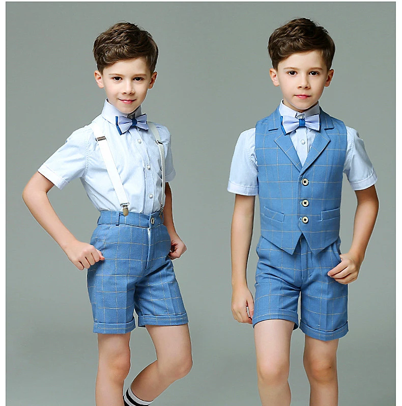 

2020 Flower boys wedding suits england style gentle boys formal tuxedos suit kids clothing set blazer party suit school uniform