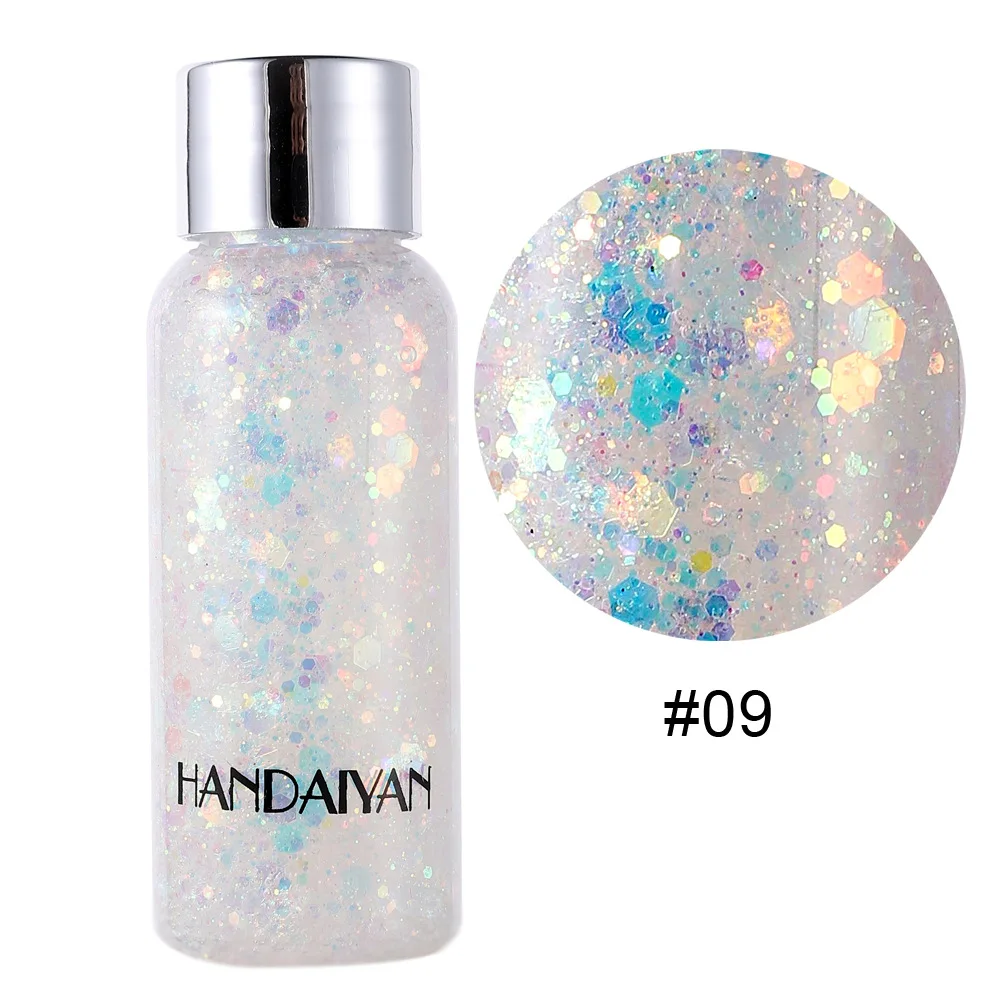 HANDAIYAN Mermaid Glitter Eyeshadow Primer Gel Professional Face Body Hair Primer Sequins Pigments Makeup Festival Decor TSLM - Color: 09