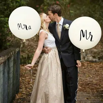 

10pcs 36Inch Round White Mr&Mrs Latex Balloons Wedding Decorations Bridal Shower Mr & Mrs Helium Latex Party Decoration Globos