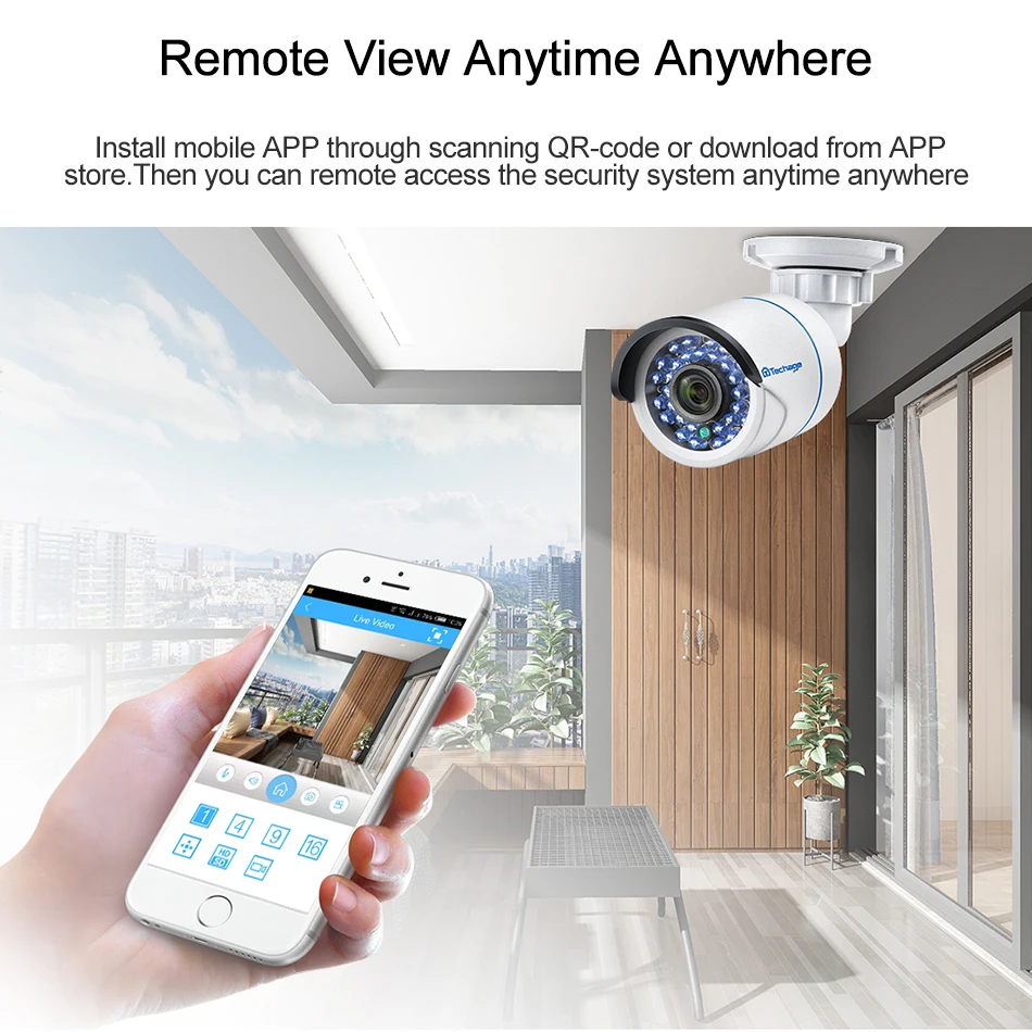  Techage 4CH 1080P HDMI POE NVR Kit Security CCTV System 2MP IR-Cut Indoor Outdoor CCTV Dome IP Came - 32809544479