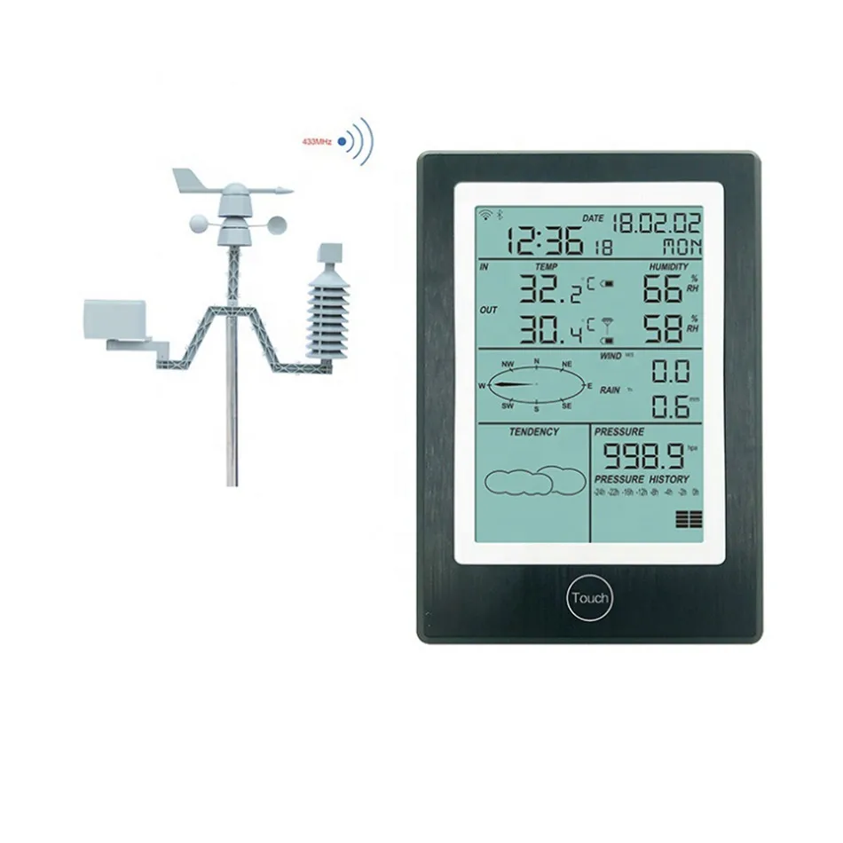 WS1050 с Wi-Fi Bluetooth Functioneather Meter солнечная погода Forecaster внутренняя и наружная температура и влажность