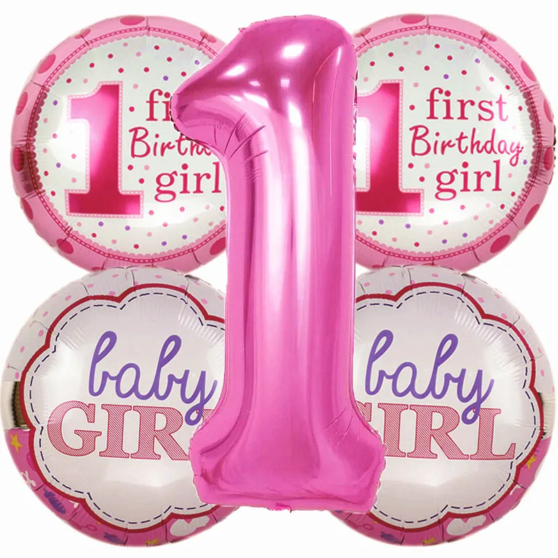 

KAMMIZAD Birthday Balloons 5pcs/lot Boy Girl First Birthday Aluminium Foil Helium Balloon Kid Toy Home Decoration Party Supplies