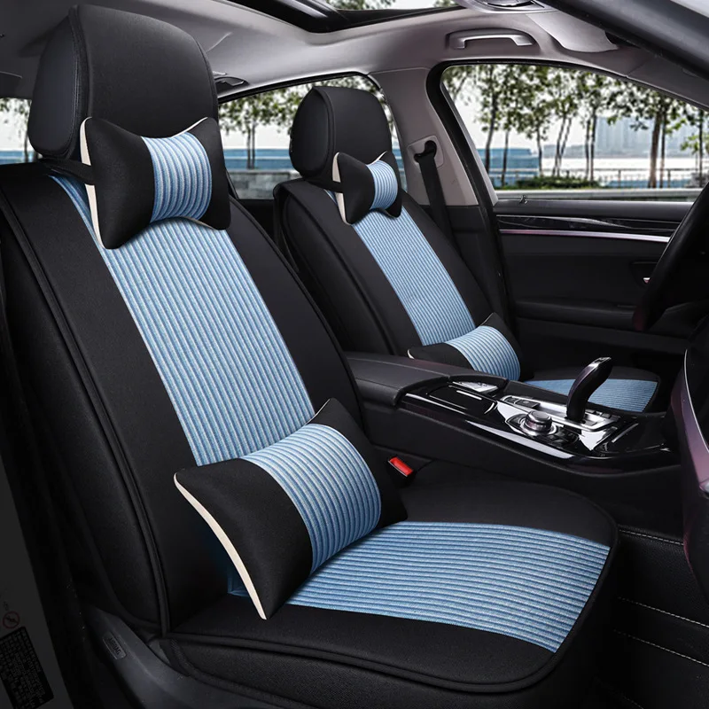 

KKYSYELVA 2019 new high-end 5 seat linen mats front and rear pad protection pad for most market models