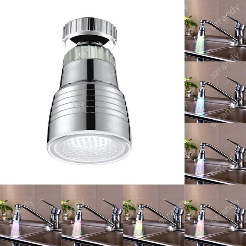 1 подсветка ПК 360 градусов вращения смеситель для душа в ванной комнате аэратор светодиодный светильник носик