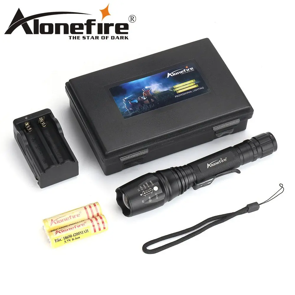 Alonefire H200 CREE xm-l T6 2000lm анодированный светодиодный фонарик Увеличить CREE светодиодный фонарик факел лампы + аккумулятор + зарядное устройство