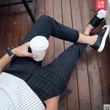 28-36 новая Мужская одежда тонкие брюки 9 футов брюки Haren Молодежные клетчатые брюки костюмы