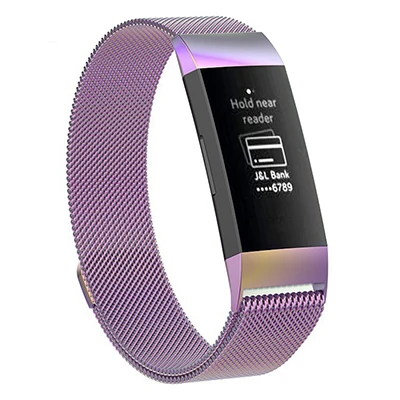 Yuedaer магнитный с миланским плетением петля ремешок для Fitbit Charge 2 металлические браслеты из нержавеющей стали для Fitbit Charge 3 браслета - Цвет: Multicolor