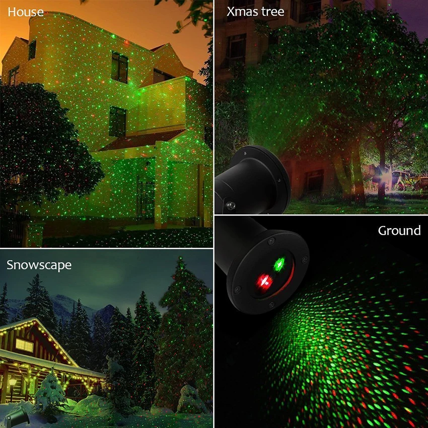 Светодиодный солнечный уличный водонепроницаемый красный и зеленый Небесно-Голубой лазерный проектор лампа для дома и сада Рождественский пейзаж светодиодный светильник для сцены