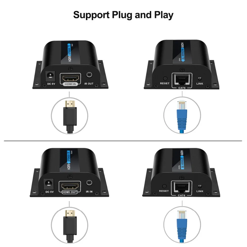 Exquizon 60 м LKV372A HD 1080 P HDMI удлинитель передатчик с ИК TX/RX см Ethernet кабель Поддержка 3D для