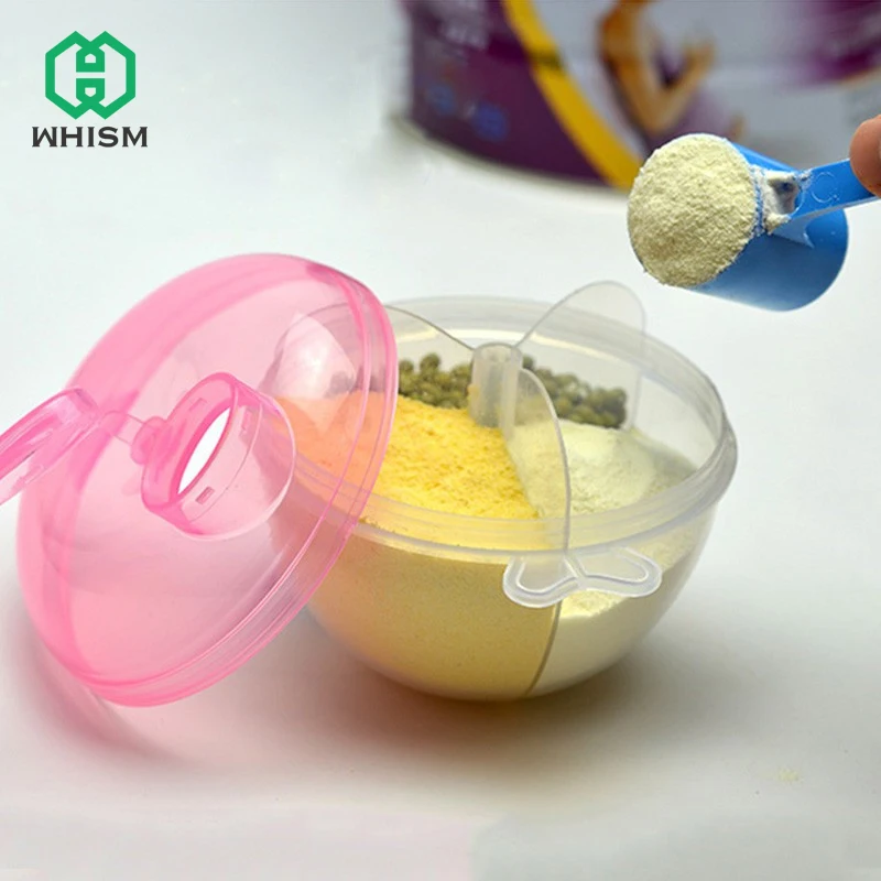 

WHISM Portable Milk Powder Dispenser Food Container Storage Feeding Box for Baby Kids Toddler Three Grid Baby Food Storage Box