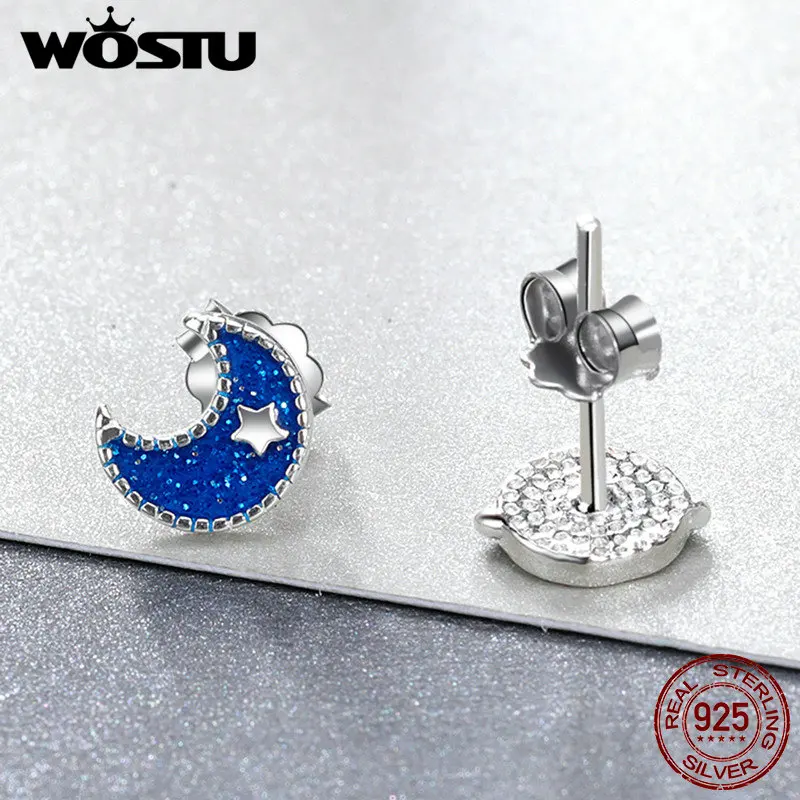 Женские серьги гвоздики WOSTU из 100% стерлингового серебра 925 пробы с блестящей