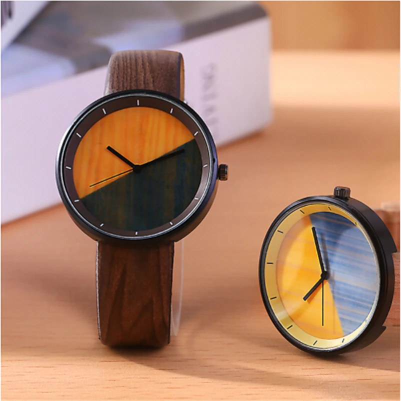 

Simple Wood Grain Quartz Women Watch Fashion Dress Female Clock PU Strap Casual Women Wrist Watch Casual Wooden bayan kol saati