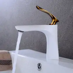 Смеситель белый золотистые краны ванная с одной ручкой Винтаж туалет кран палубного крепления Torneiras горячая холодная смеситель для ванны