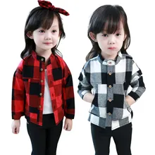 Г. Модная Осенняя хлопковая красная рубашка в клетку с длинными рукавами и отложным воротником для маленьких девочек повседневная одежда для малышей j2